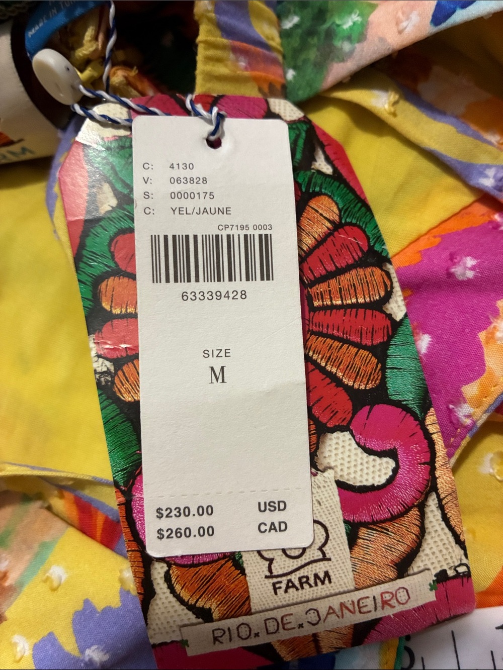 NWT FARM Rio Yellow Tropical Print Tiered Maxi Dress with Multicolor Accents - Picture 8 of 8